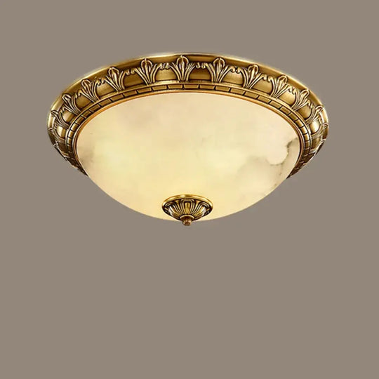 Europe Carve Ceiling Light Led Vintage Copper Spainish Marble Circular Lamp D30CM Home Decor Living Room Bedroom
