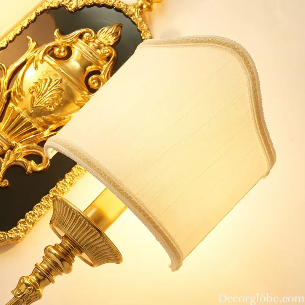 French all-copper wall lamp European villa luxury retro living room study bedroom bedside lamp dewaxing copper lamp