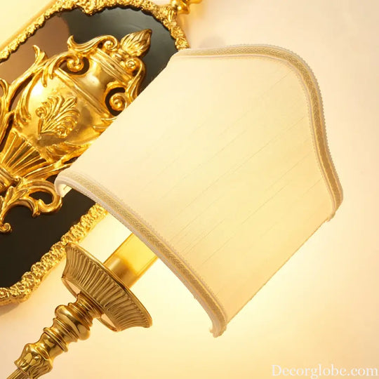 French all-copper wall lamp European villa luxury retro living room study bedroom bedside lamp dewaxing copper lamp