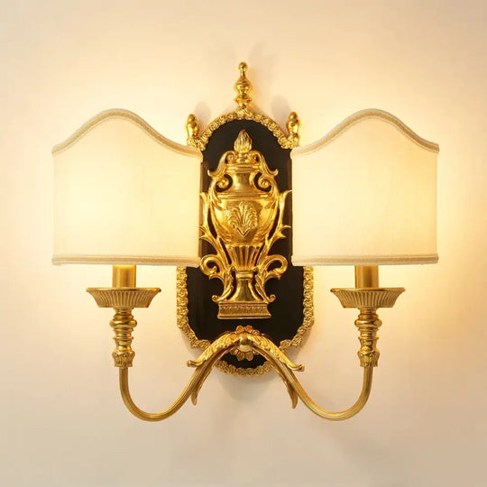 French all-copper wall lamp European villa luxury retro living room study bedroom bedside lamp dewaxing copper lamp