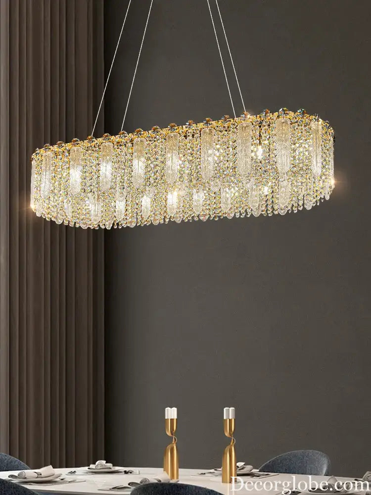Elegant Feather Crystal Chandelier - A Light Luxury Masterpiece for Bedrooms, Living Rooms, Restaurants, and Villas - DecorGlobe