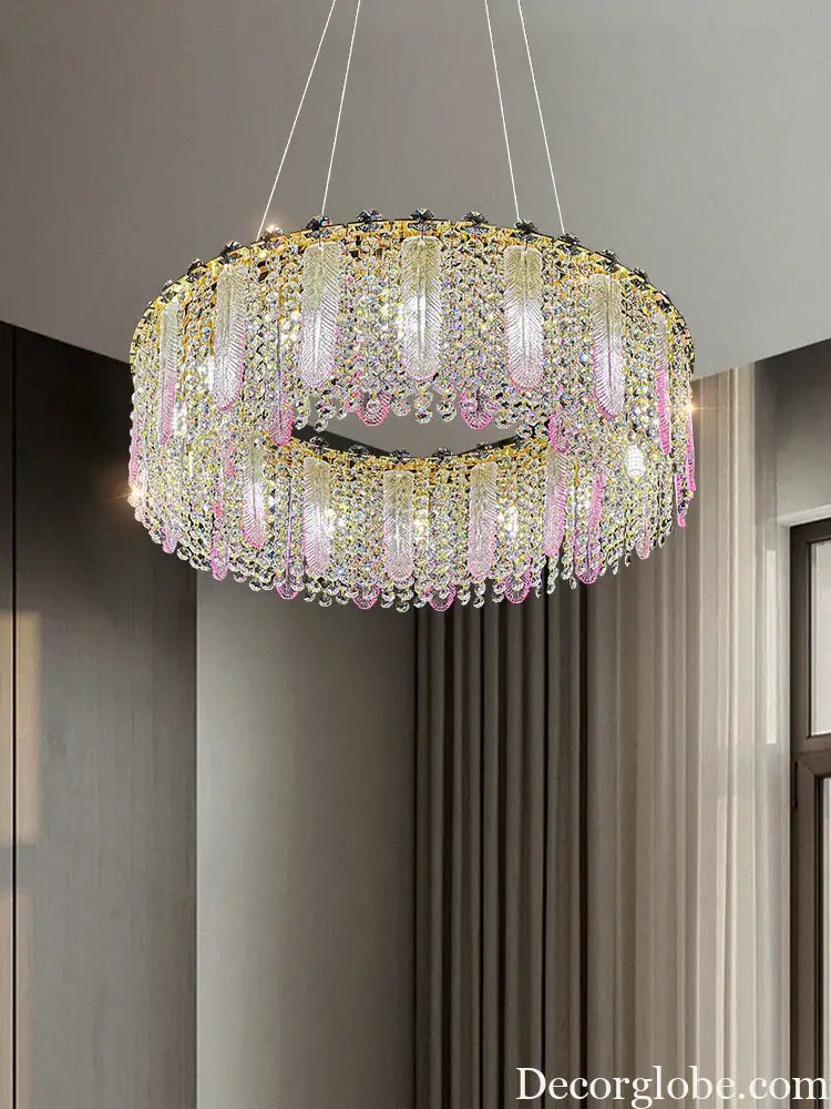 Elegant Feather Crystal Chandelier - A Light Luxury Masterpiece for Bedrooms, Living Rooms, Restaurants, and Villas - DecorGlobe
