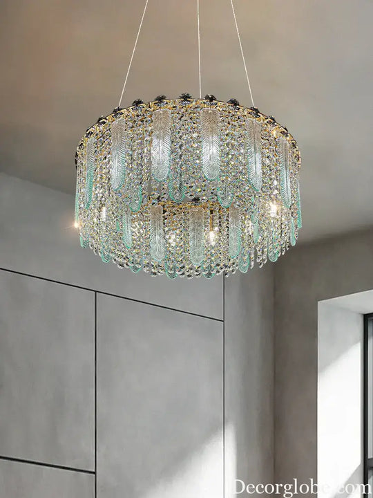 Elegant Feather Crystal Chandelier - A Light Luxury Masterpiece for Bedrooms, Living Rooms, Restaurants, and Villas - DecorGlobe