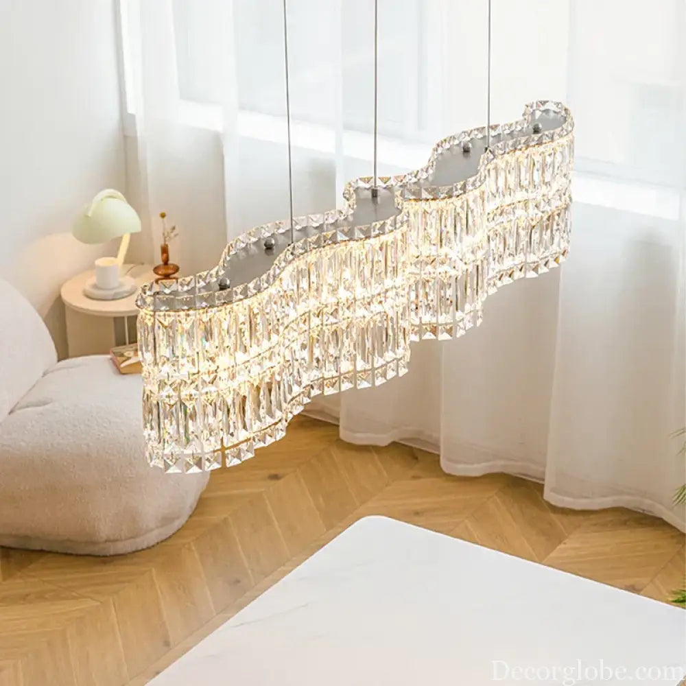 Flower Wave Crystal Luxury Ceiling Chandeliers - Modern LED Lustre Hanging Lamps for Dining Room - DecorGlobe