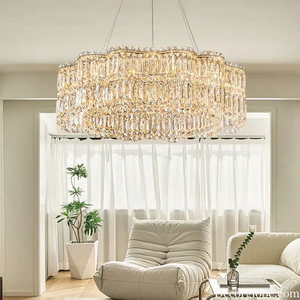 Flower Wave Crystal Luxury Ceiling Chandeliers - Modern LED Lustre Hanging Lamps for Dining Room - DecorGlobe