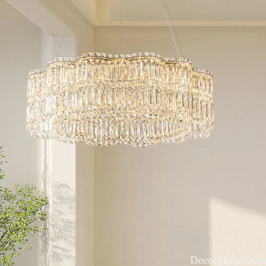 Flower Wave Crystal Luxury Ceiling Chandeliers - Modern LED Lustre Hanging Lamps for Dining Room - DecorGlobe