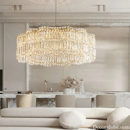 Flower Wave Crystal Luxury Ceiling Chandeliers - Modern LED Lustre Hanging Lamps for Dining Room - DecorGlobe
