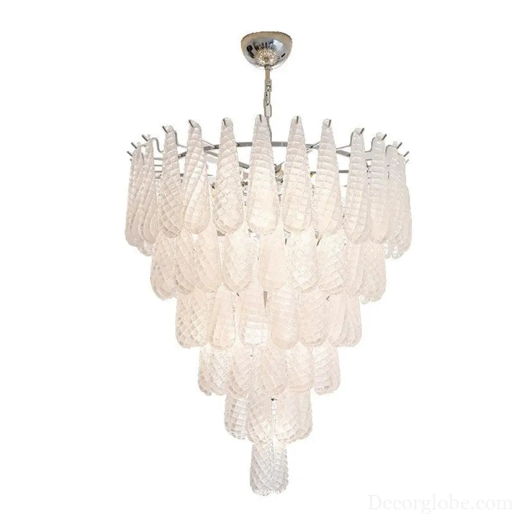 Villa duplex building light luxury crystal glass chandelier empty staircase lamp American retro living room dining room