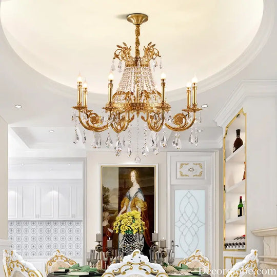 French Crystal Bronze Flush Mount Chandelier Chandeliers