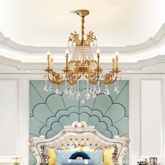 French Crystal Bronze Flush Mount Chandelier Chandeliers