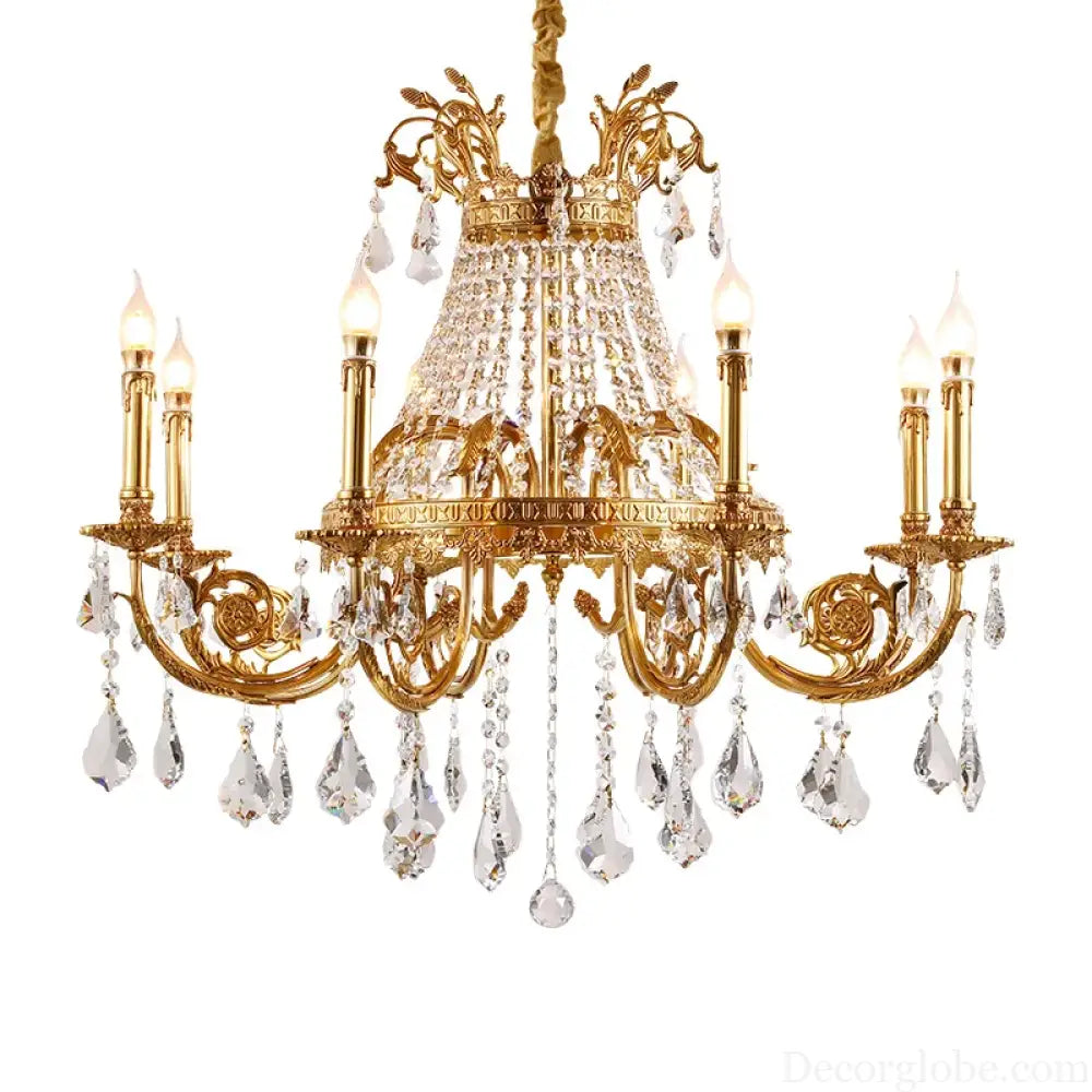 French Crystal Bronze Flush Mount Chandelier Chandeliers