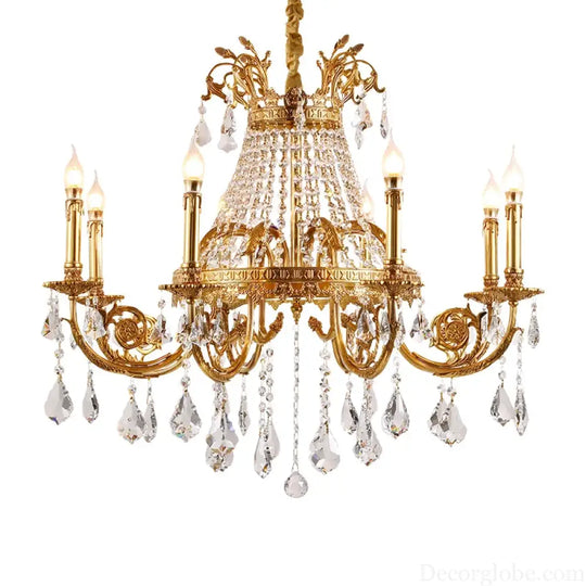 French Crystal Bronze Flush Mount Chandelier Chandeliers