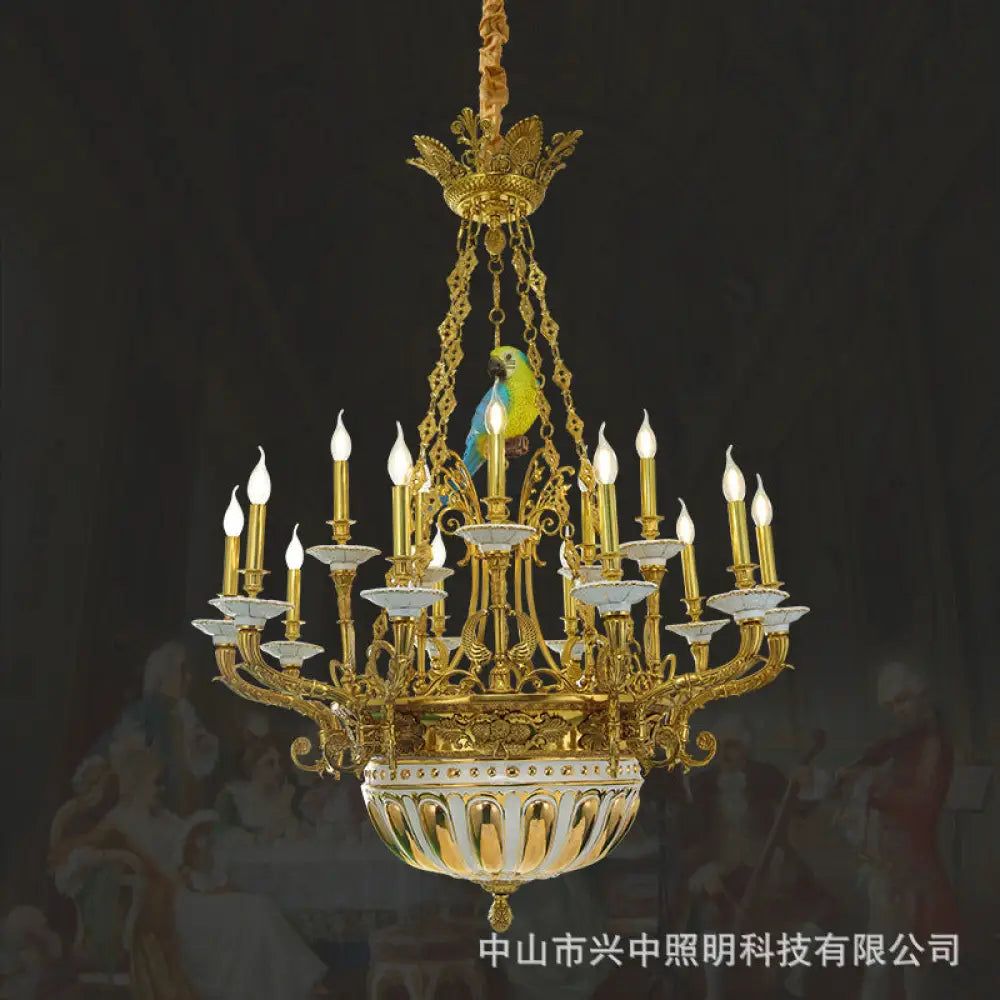 French Neoclassical Crystal Copper Chandelier for Villa Interiors 15-head chandelier (diameter 105cm, height 120cm)