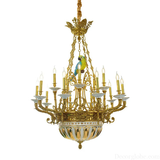 French Neoclassical Crystal Copper Chandelier for Villa Interiors 15-head chandelier (diameter 105cm, height 120cm)