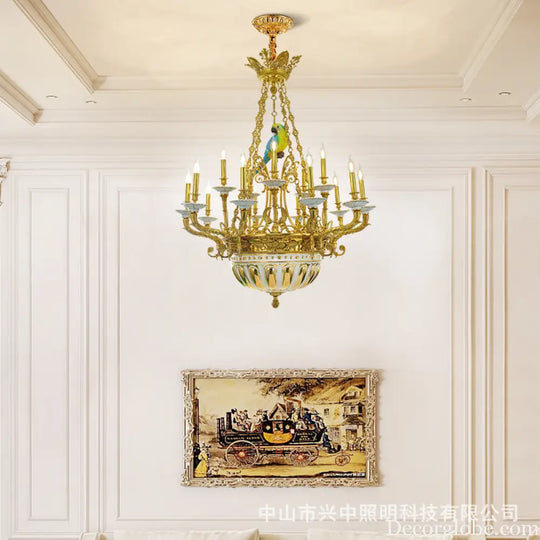 French Neoclassical Crystal Copper Chandelier for Villa Interiors 15-head chandelier (diameter 105cm, height 120cm)