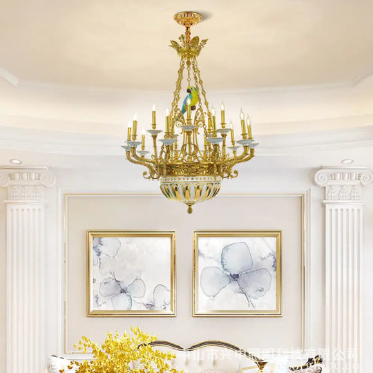 French Neoclassical Crystal Copper Chandelier for Villa Interiors 15-head chandelier (diameter 105cm, height 120cm)