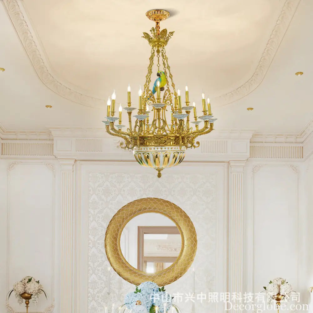 French Neoclassical Crystal Copper Chandelier for Villa Interiors 15-head chandelier (diameter 105cm, height 120cm)