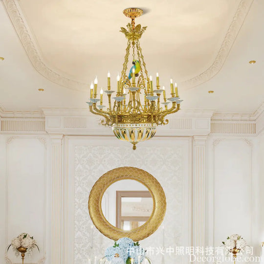 French Neoclassical Crystal Copper Chandelier for Villa Interiors 15-head chandelier (diameter 105cm, height 120cm)
