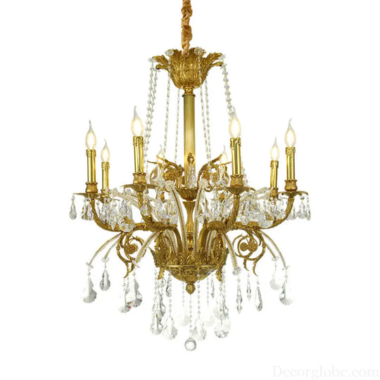 French Luxury Crystal Copper Chandelier for Villa Interiors 8 heads (diameter 80cm, height 100cm)