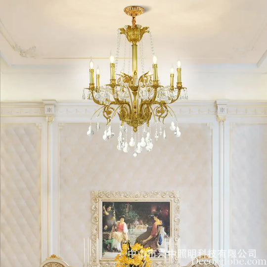 French Luxury Crystal Copper Chandelier for Villa Interiors 8 heads (diameter 80cm, height 100cm)