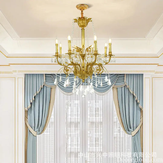 French Luxury Crystal Copper Chandelier for Villa Interiors 8 heads (diameter 80cm, height 100cm)