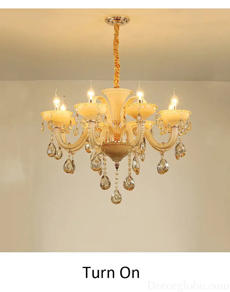 French Luxury Home Decoration Room Champagne White Chandelier European Villa Hotel Hall Restaurant E14 Crystal Pendent