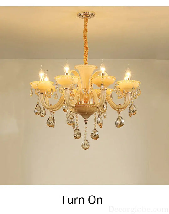 French Luxury Home Decoration Room Champagne White Chandelier European Villa Hotel Hall Restaurant E14 Crystal Pendent