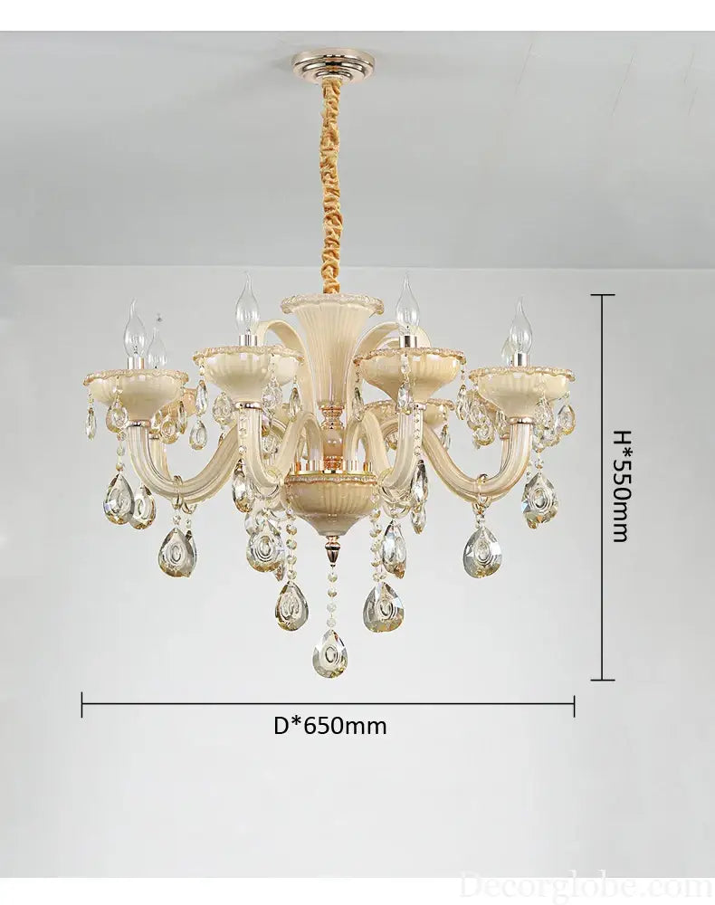 French Luxury Home Decoration Room Champagne White Chandelier European Villa Hotel Hall Restaurant E14 Crystal Pendent