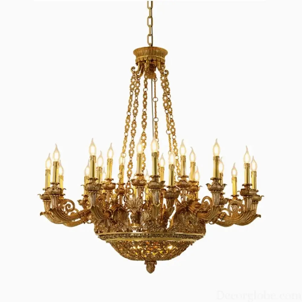 French Hand-Carved Copper Brass Chandelier Chandelier