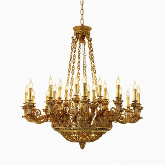 French Hand-Carved Copper Brass Chandelier Chandelier