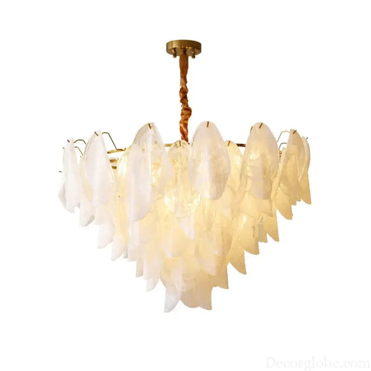 French Light and Luxury Restaurant Pendant Lamp - Postmodern Elegance with a Retro Glass Feather Design for Bedrooms and Dining Spaces - DecorGlobe