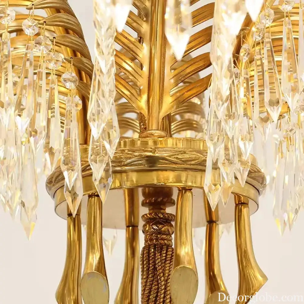 French Palm Leaf Copper Crystal Chandelier – Luxury Pendant Light Chandelier