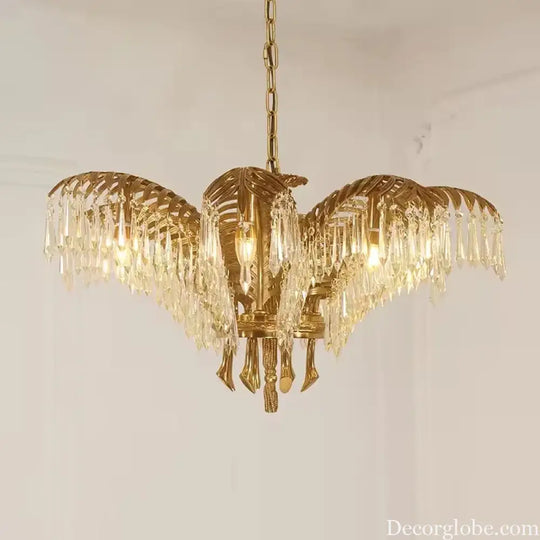 French Palm Leaf Copper Crystal Chandelier – Luxury Pendant Light Chandelier