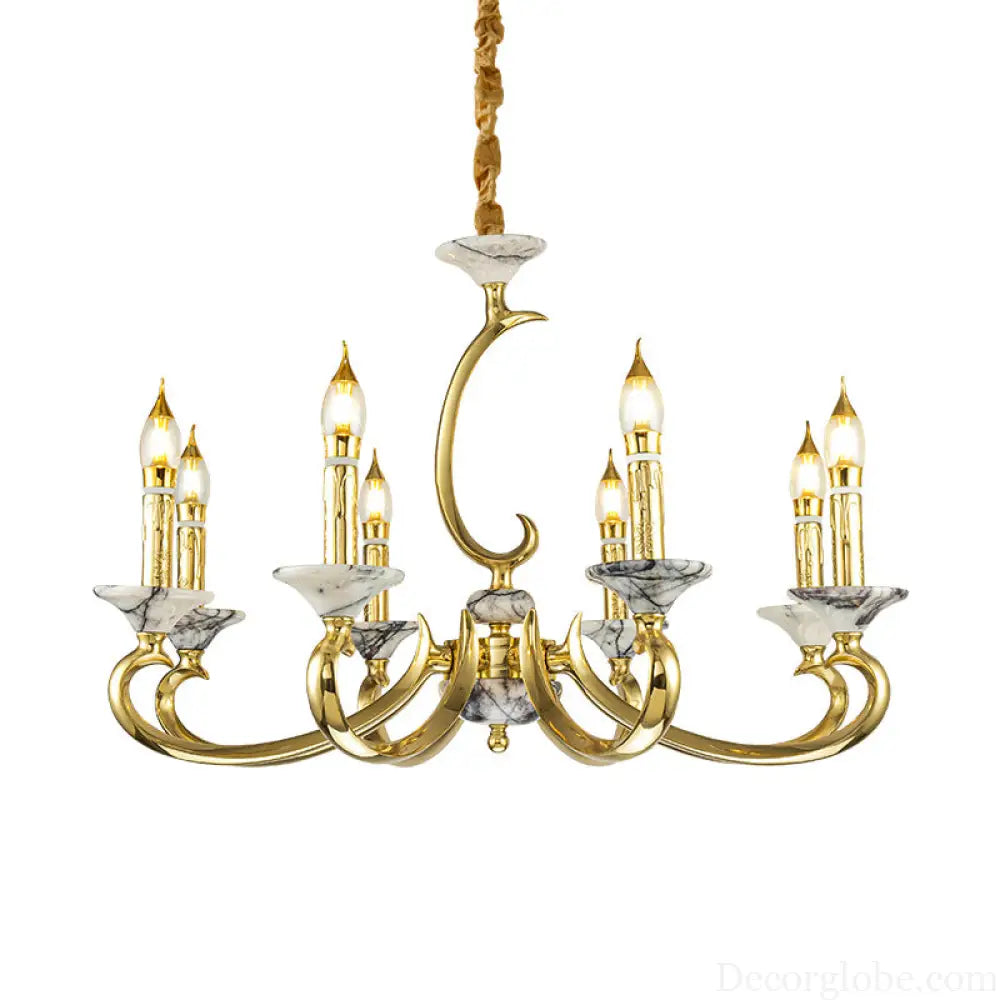 French Retro All-Copper Crystal Branch Chandelier Chandelier