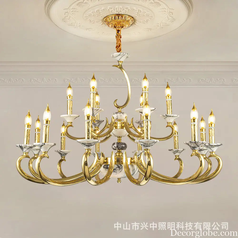 French Retro All-Copper Crystal Branch Chandelier Chandelier