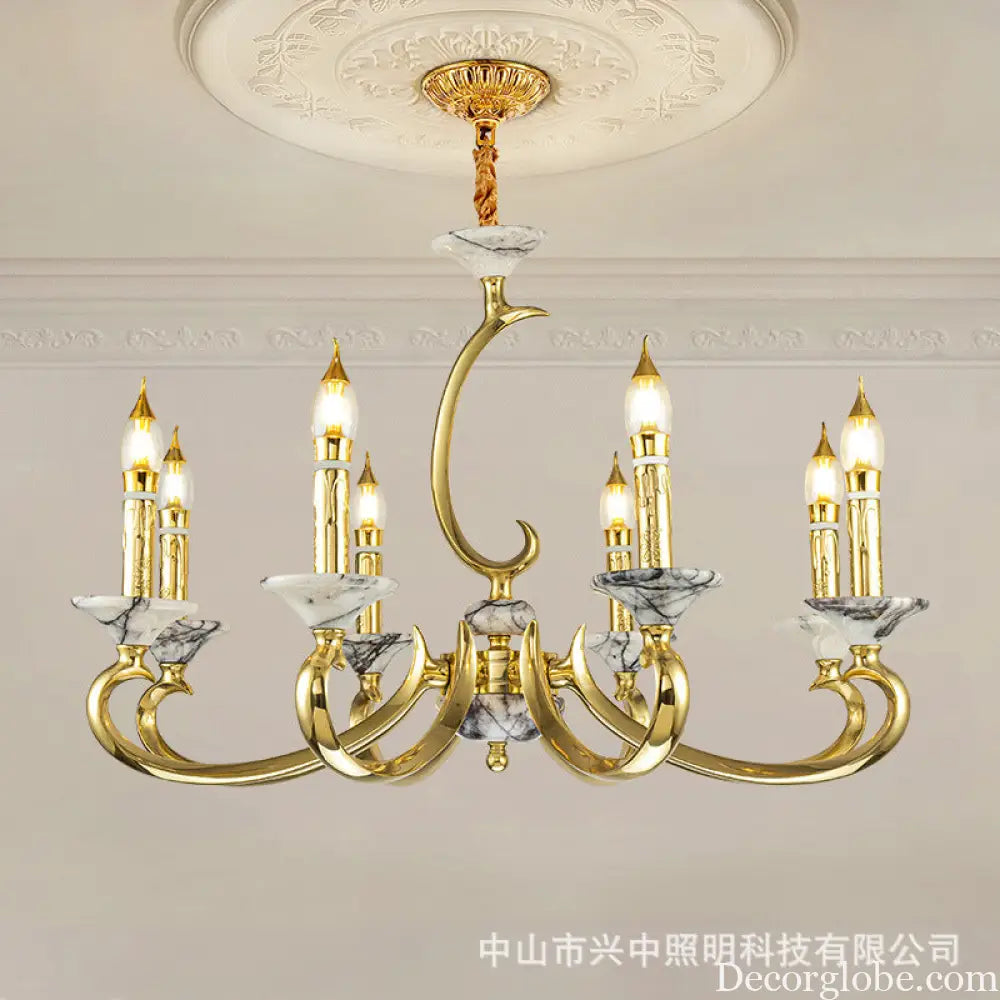 French Retro All-Copper Crystal Branch Chandelier Chandelier