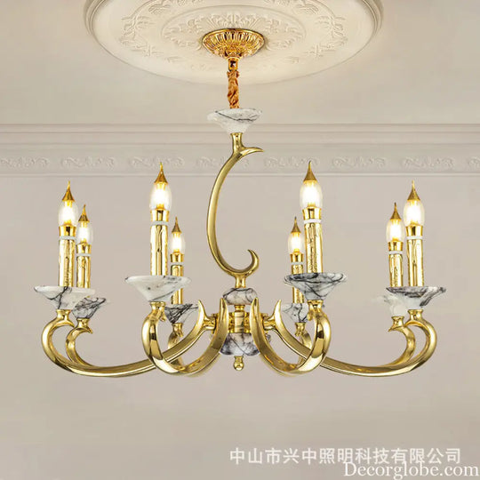 French Retro All-Copper Crystal Branch Chandelier Chandelier