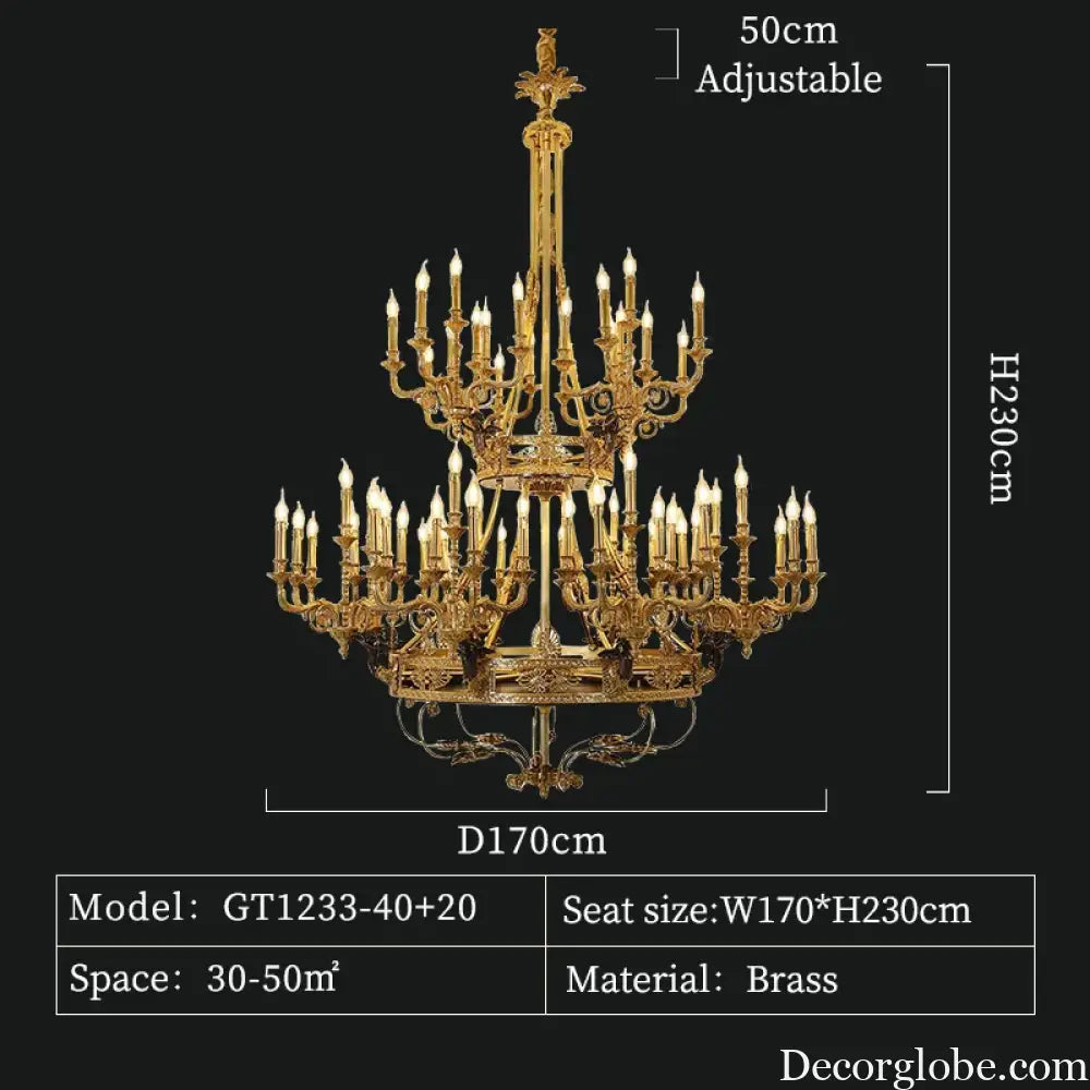 French Retro Brass Angel Candle Chandelier 60lights D170 H230cm Chandelier
