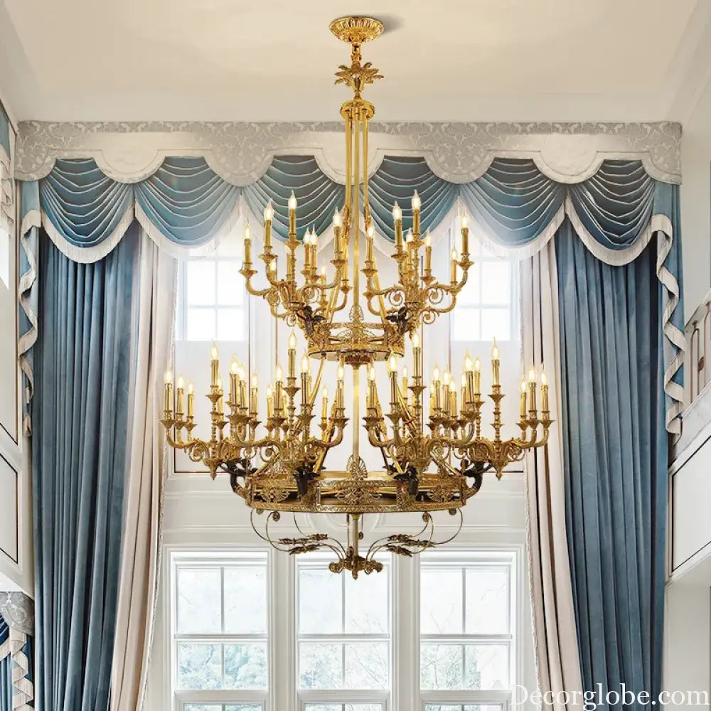 French Retro Brass Angel Candle Chandelier 60lights D170 H230cm Chandelier