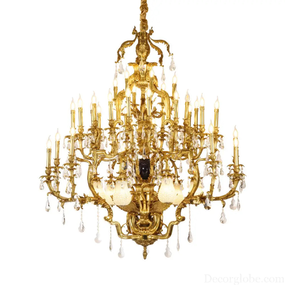 French Retro Crystal Copper Chandelier for Villa Duplex Interiors 39-head chandelier (diameter 150cm, height 150cm)