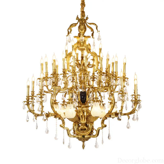 French Retro Crystal Copper Chandelier for Villa Duplex Interiors 39-head chandelier (diameter 150cm, height 150cm)