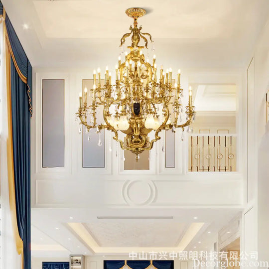 French Retro Crystal Copper Chandelier for Villa Duplex Interiors 39-head chandelier (diameter 150cm, height 150cm)