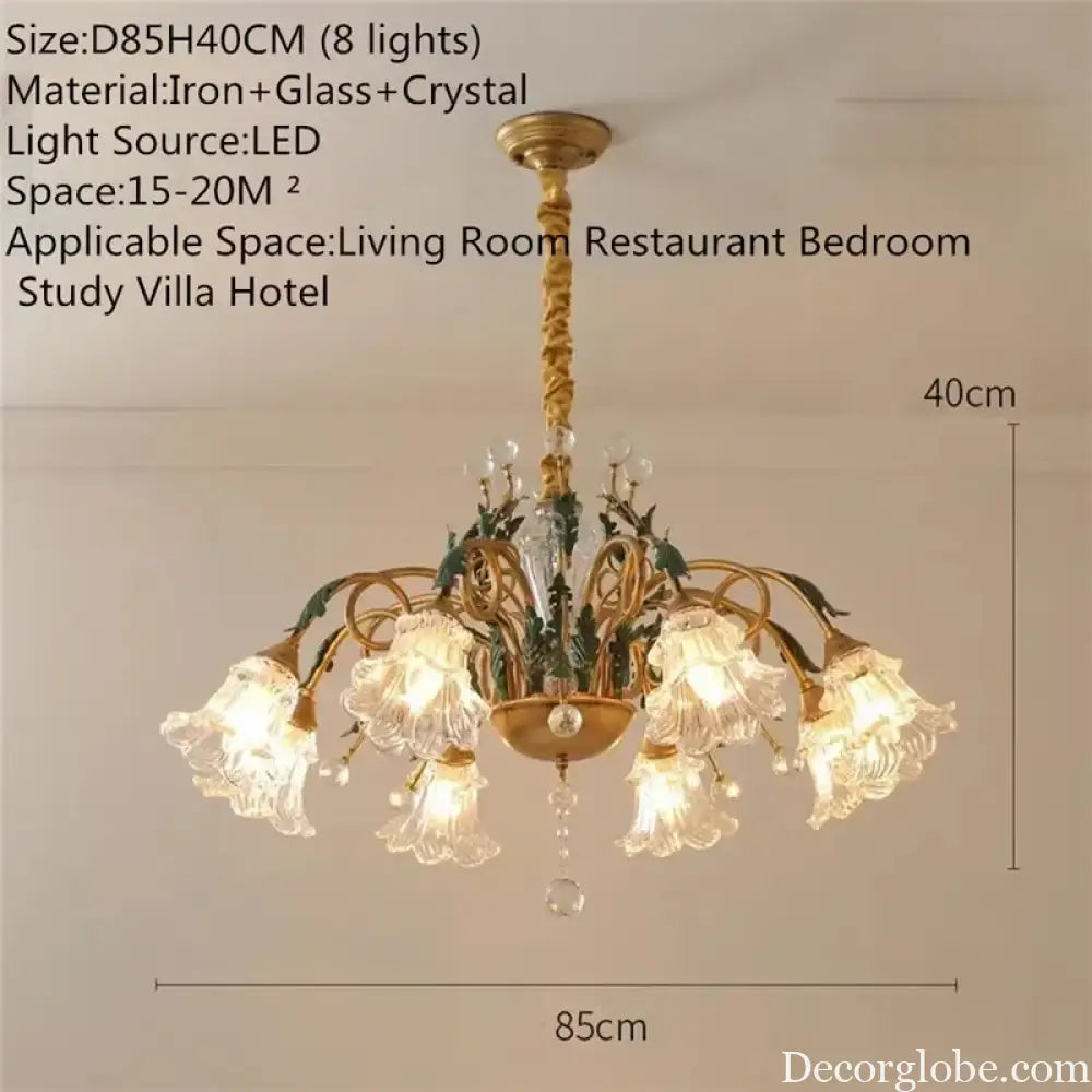French Retro Crystal Pendant Light for Living Room and Restaurant Chandelier