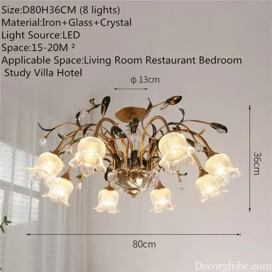 French Retro Crystal Pendant Light for Living Room and Restaurant Chandelier