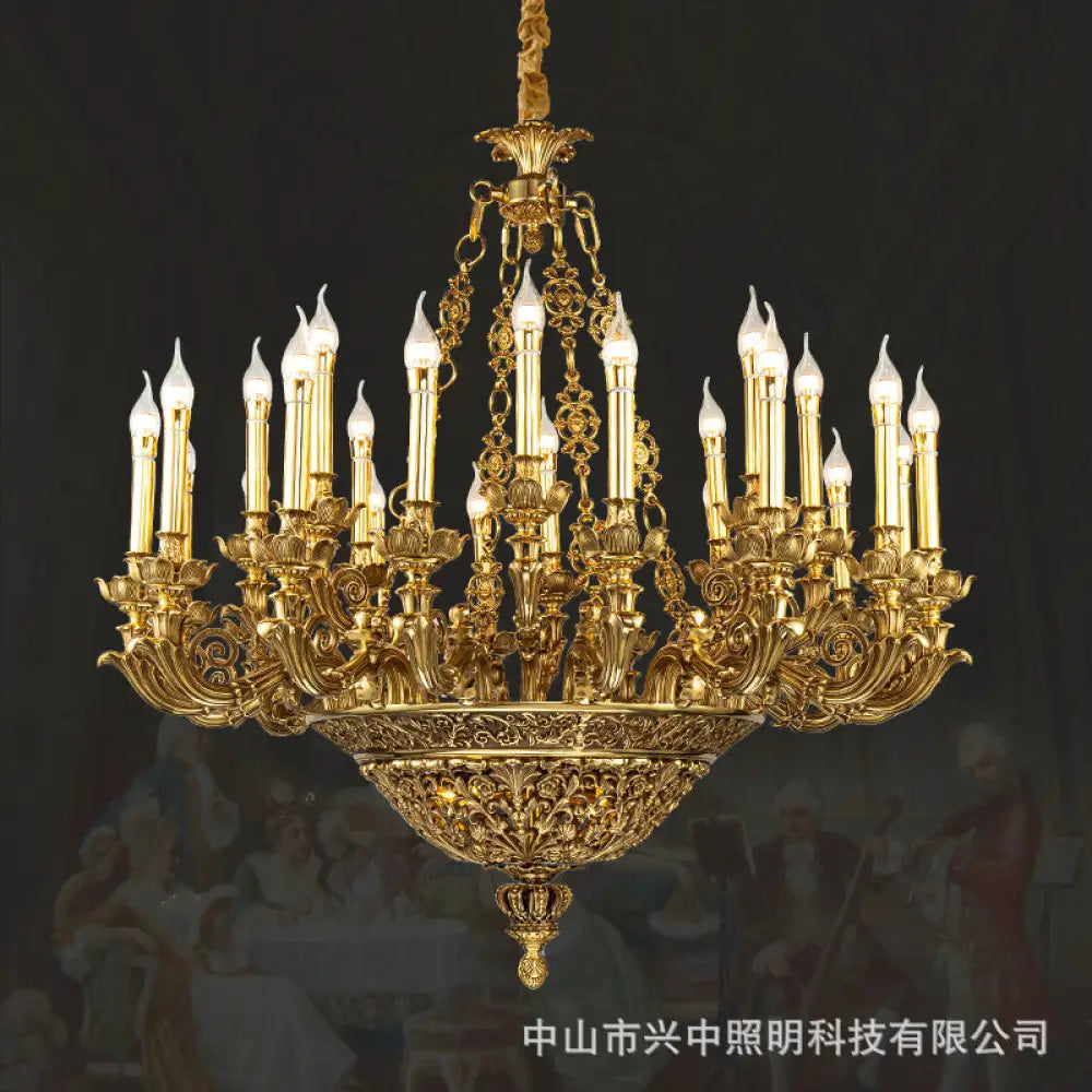 French-Style Copper Crystal Chandelier for Luxury Villas