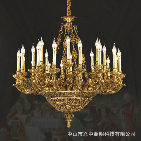 French-Style Copper Crystal Chandelier for Luxury Villas