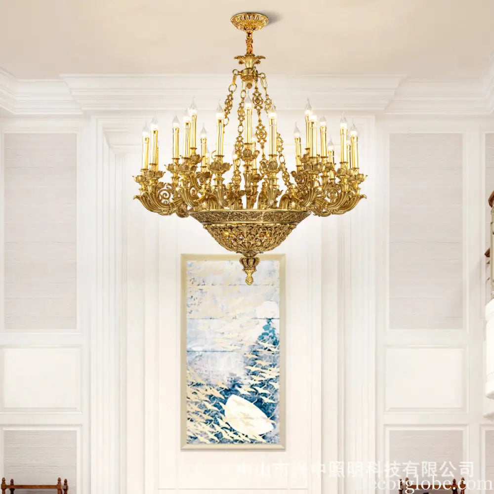 French-Style Copper Crystal Chandelier for Luxury Villas