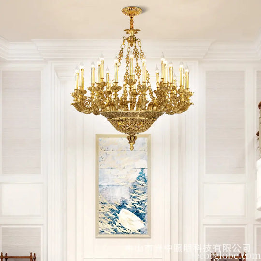 French-Style Copper Crystal Chandelier for Luxury Villas