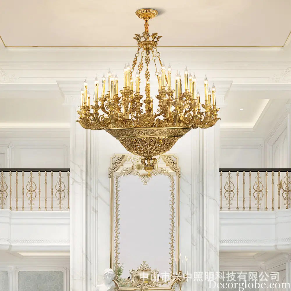 French-Style Copper Crystal Chandelier for Luxury Villas