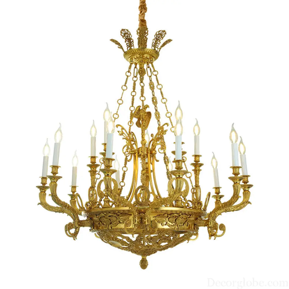 French-Style Crystal Copper Chandelier for Luxury Villas 15-head chandelier (diameter 105cm, height 120cm)